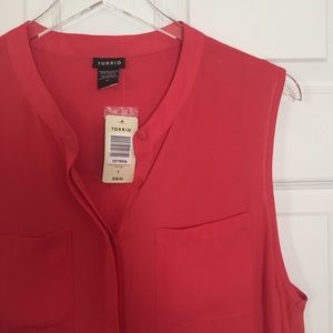 torrid Tops - torrid | sheer coral sleeveless pocket top NWT torrid Tops - torrid | sheer coral sleeveless pocket top NWT